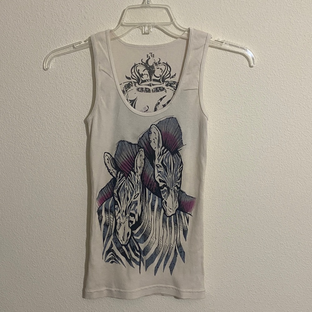 NWOT KEY CLOSET Y2K Streetwear Zebra Print Tank Top Size M